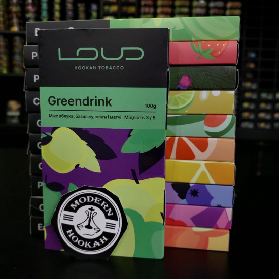 Табак Loud Greendrink (Яблоко Базилик Мята Матча, 100г)